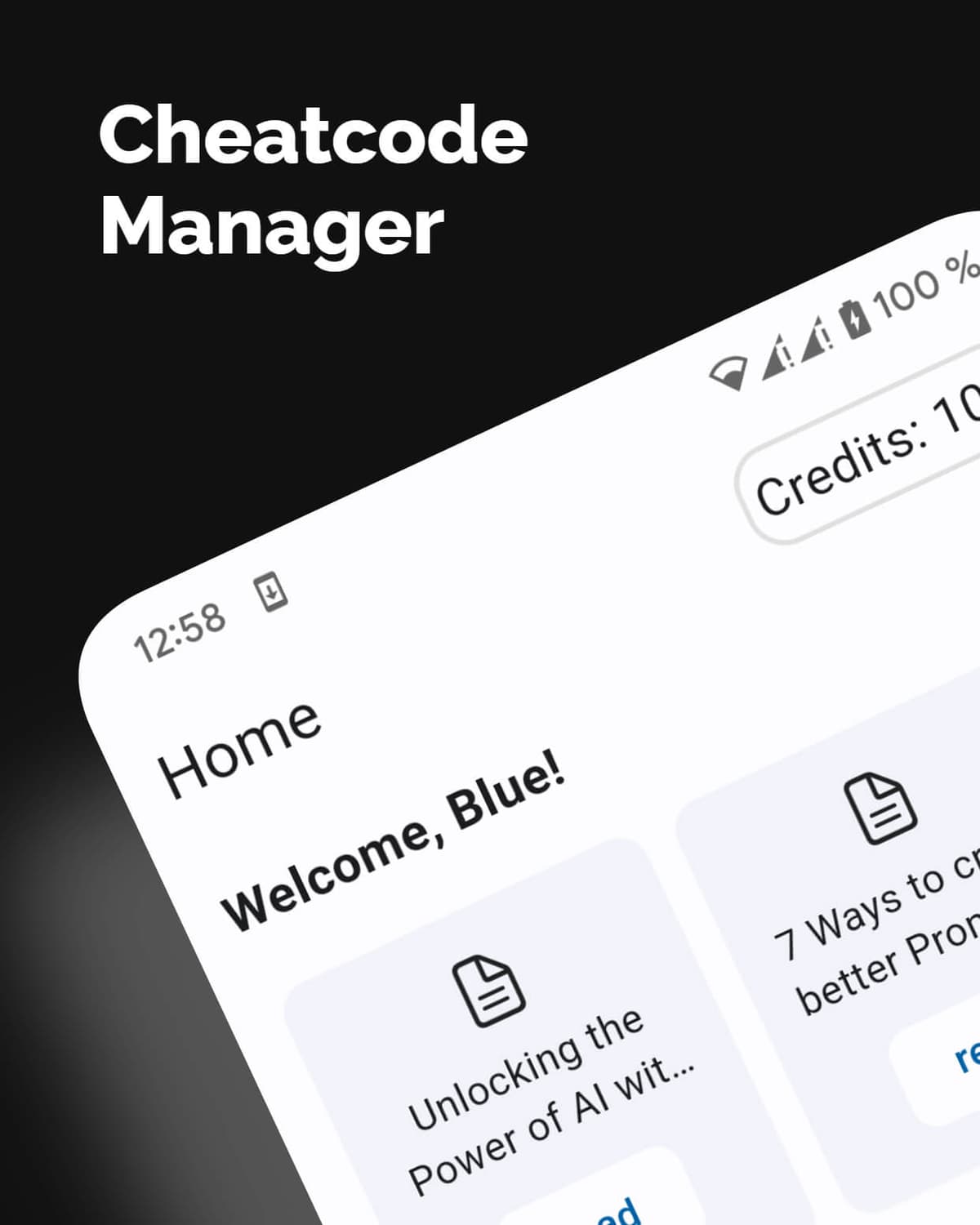 Zrzut ekranu aplikacji Cheatcode
